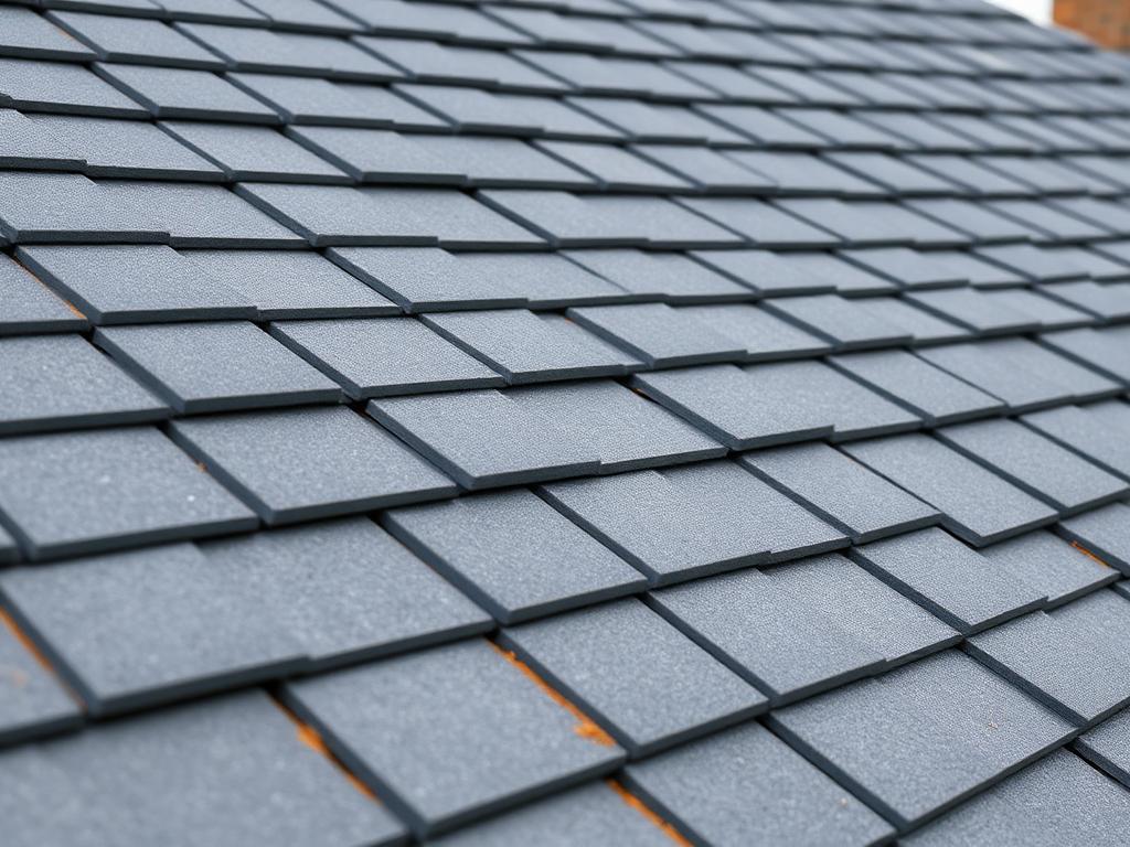 Close-up of newly installed interlocking roof tiles